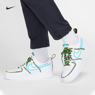 Nike耐克官方AIR FORCE 1 '07 PRM WW男子运动鞋空军一号 CK7213（38.5、100白色/白色/怒火蓝/黑/荧光黄）