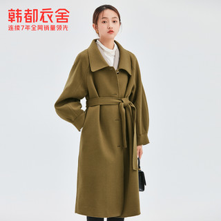 韩都衣舍2020冬季新款新年外套小个子呢子大衣中长款毛呢外套女