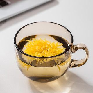 钢化玻璃杯金边杯大容量早餐燕麦杯家用牛奶杯微波炉耐热加厚带盖（玻璃杯，可开水(2只）+送2勺子）