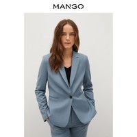 MANGO女装外套秋冬新款翻领长袖褶缝结构装外套（160/84A、灰色）