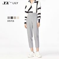 LILY新款女装气质灰色高腰显瘦宽松阔腿休闲裤垂感直筒西装裤（160/66A/M、505浅灰（厚款））