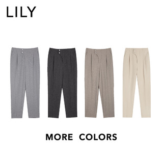 LILY新款女装气质灰色高腰显瘦宽松阔腿休闲裤垂感直筒西装裤（150/58A/XS、505浅灰）