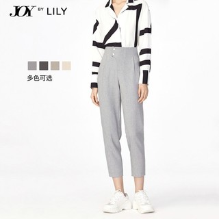 LILY新款女装气质灰色高腰显瘦宽松阔腿休闲裤垂感直筒西装裤（165/70A/L、510黑色）
