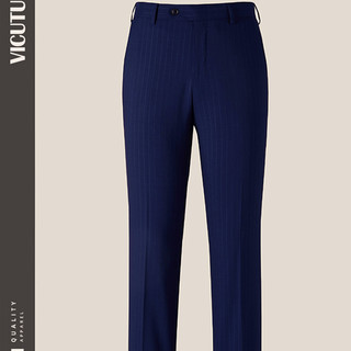 VICUTU/威可多商场同款男士纯羊毛套西装西裤商务时尚条纹裤子（185/99B、蓝色条纹）