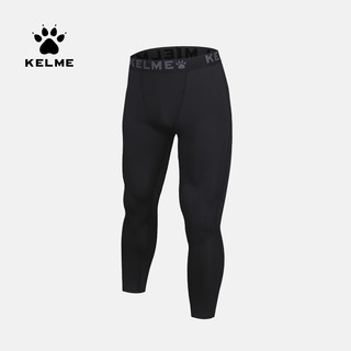 KELME 卡尔美 紧身裤男篮球跑步训练裤压缩打底裤运动健身弹力长裤（3XL/190cm(38)、网布拼接-白色）