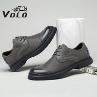 VOLO 犀牛（VOLO）男鞋商务休闲皮鞋时尚透气舒适鞋子男 灰色 155205152D 39
