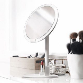 小米有品 amiro化妆镜LED日光镜网红美妆镜子梳妆镜带灯随身便携（粉色.（充电版））