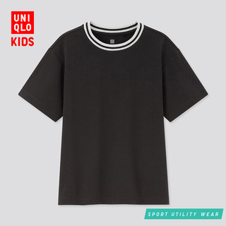 优衣库 童装/男童/女童 DRY-EX圆领T恤(短袖) 426859 UNIQLO（09 黑色、120cm(120/60) ）