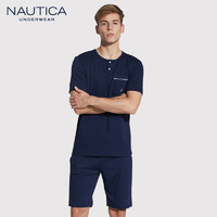 nautica/诺帝卡Underwear男士家居服薄款宽松棉绸睡衣套装020033（XL、浅蓝）