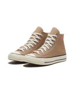 CONVERSE匡威官方 Chuck 70高帮复古卡其色帆布鞋168504C奶茶色（40、卡其色/168504C）