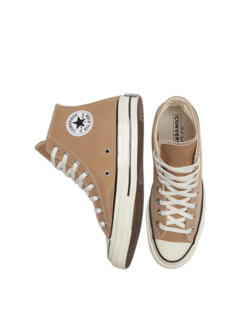 CONVERSE匡威官方 Chuck 70高帮复古卡其色帆布鞋168504C奶茶色（40、卡其色/168504C）