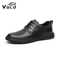 VOLO 犀牛（VOLO）男鞋2021秋季商务休闲皮鞋男士透气皮鞋时尚气垫鞋 黑色155215381D 38