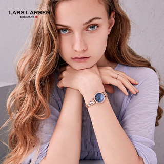 LARSLARSEN粉母贝镶钻手表女 拉尔森品牌小众轻奢气质欧美女表（LW180RDR-RS5-10（天河蓝，可代写贺卡））