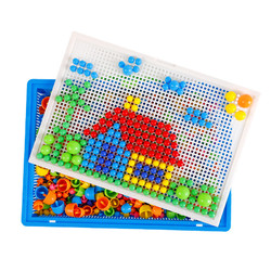 创意儿童蘑菇钉组合拼插板拼图3--6-8岁幼儿园宝宝益智早教玩具m