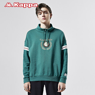 Kappa男款运动卫衣春季立领外套休闲长袖套头衫上衣outlets（XXL、贵族绿-398）