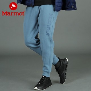 Marmot/土拨鼠春秋新款中性运动休闲加厚裤弹力透气束脚修身卫裤（36、浅蓝7280）