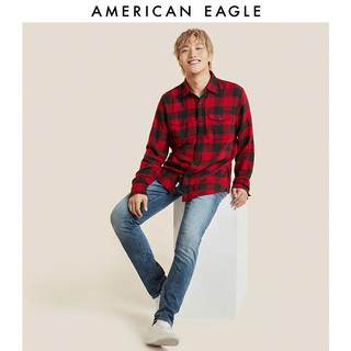 AEO新款直筒裤男士经典水洗修身牛仔裤American Eagle 0117_4976（32/30、中度水洗蓝936）