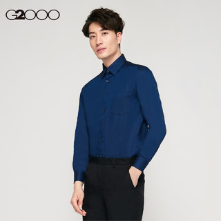 G2000男装 商场同款 经典款白衬潮流商务衬衣衬衫男长袖00140403（02/160、蓝色/61）