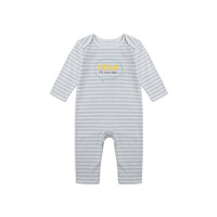 英国mothercare婴儿连体衣宝宝衣服男女婴款长袖连体衣（66/40 、灰条）