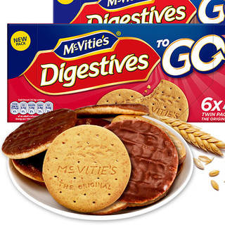 McVitie's 麦维他 全麦粗粮酥性消化饼干组合装 2口味 376.2g（原味176.4g+巧克力味199.8g）