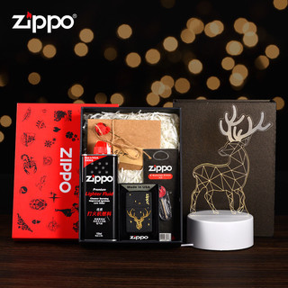 ZIPPO 之宝 新年Zippo正品原装打火机 圣诞麋鹿磨砂黑裂漆男士定制火机礼盒zp