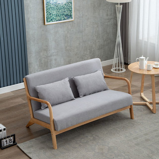 中式沙发卧室新中式单人小沙发椅办公室双人三人日式沙发茶几组合（单人、湖蓝色）