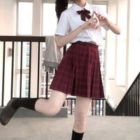 深夜幻境 锦鲤 JK制服 女士格裙 红色