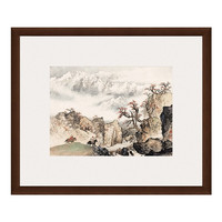 雅昌 关山月 新中式古典风景国画水墨画《祁连山麓》56×67cm 宣纸 茶褐色