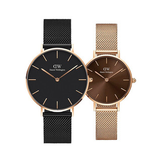 Daniel Wellington PETITE系列 36毫米石英腕表 DW00100307+28毫米石英腕表 DW00100476