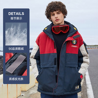 【goose boss】衣品天成冬季加厚鹅绒服短款工装羽绒极寒服外套男(175、藏蓝色)