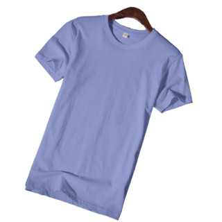 QAWETI 男士圆领短袖T恤 BC17O1 纯蓝色 L