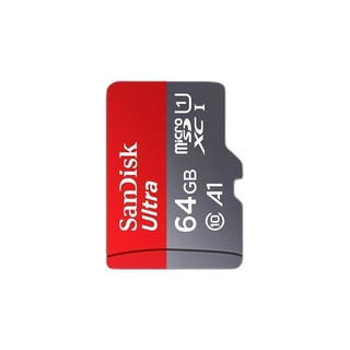 SanDisk 闪迪 Micro-SD存储卡 64GB（USH-I、Class10、U1、A1）+SD转换卡套+透明保护盒