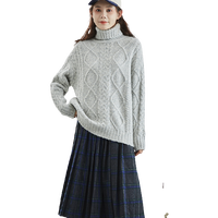  唐狮 TONLION 女士高领针织衫 626420044017 浅麻灰 L