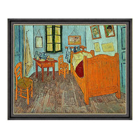 油画丙烯 梵高的卧室《梵高的卧室》68x57cm 油画布 爵士黑木框