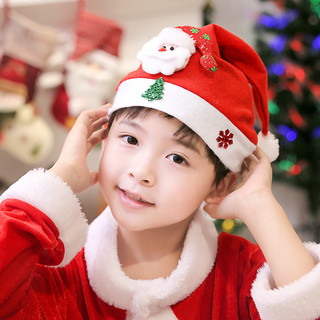 圣诞帽儿童帽子成人老人大人头饰男孩幼儿园圣诞节装饰装扮头饰（彩色礼帽老人圣诞帽）
