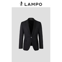 LAMPO/蓝豹男士纯羊毛黑色商务青果领正装超修身西服上衣