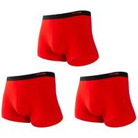 Miiow 猫人 男士纯棉平角内裤套装 3条装 红/黑 XXXXL