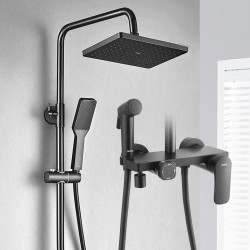 opple欧普照明雅黑四出水淋浴花洒套装卫浴淋浴浴室简易明装暗管家用