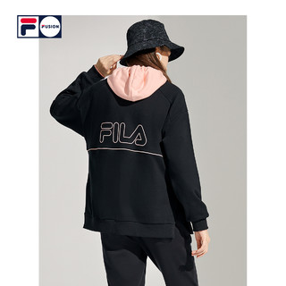 1FILA FUSION 斐乐潮牌女子套头卫衣 2021春季新款拼接宽松卫衣潮