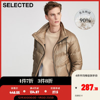 SELECTED思莱德男士立领设计拉链休闲羽绒服S|420112504(175/96A/M、沙色LEAD GRAY)