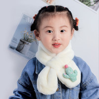 冬季加厚款宝宝围巾儿童冬季保暖围脖卡通婴儿脖套男女童围巾小童（0-8周岁、WJ023卡其）