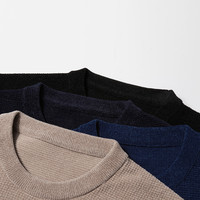 B七匹狼毛衣男装20秋冬新款多色保暖男士毛衫圆领套头厚毛衣潮男(165/84A/M、101(藏青))