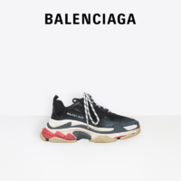 【新年礼物】BALENCIAGA巴黎世家TRIPLE S 女士做旧质感老爹鞋（37、黑色）