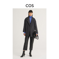 COS女装 休闲版型系带翻驳领夹绒夹克黑秋季新品0936893001（175/104A、黑色）