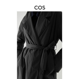 COS女装 休闲版型系带翻驳领夹绒夹克黑秋季新品0936893001（160/80A、黑色）