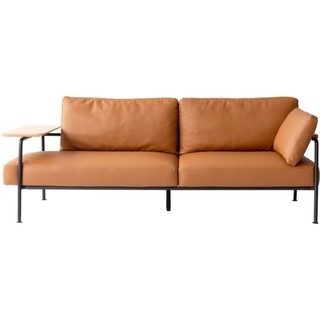 尖叫设计 SIDE编者沙发双人轻奢皮款北欧风格现代简约客厅小户型（其他、多人位 亚光黑金属框架）