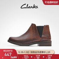 Clarks其乐女冬季短靴英伦复古时尚百搭黑色斑点纹舒适踝靴女（39、黑色斑点狗纹）