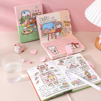 余人 YUREN小清新磁扣手账本网红简约少女心加厚日记日程本原创ins风日系彩页大学生文艺笔记本子精致网格空白记事本子（晴日欢歌【立体扉页-共224页】）