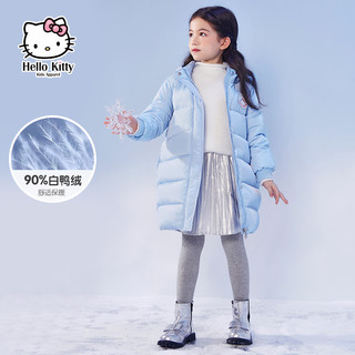 HelloKitty童装2021冬装新款女童洋气中长款羽绒中大童儿童羽绒服（110cm 、K083069中国红色）