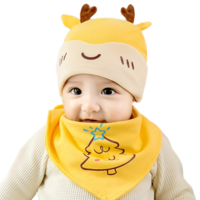 公主妈妈 TM3920 儿童帽子+三层加棉三角巾 圣诞鹿款